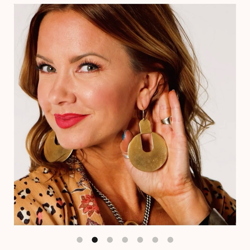 Twisted Silver Brass Statement Hoop Earrings - image 2